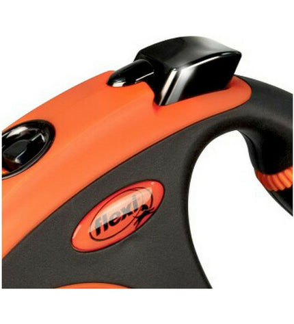 Flexi XTREME 5m orange dog leash for small dogs, durable nylon material, with a comfortable handle from the Flexi brand.