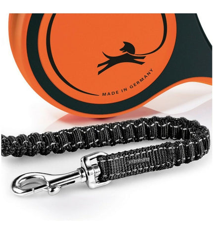 Flexi XTREME 5m orange dog leash for small dogs, durable and flexible, made by Flexi, shown in the image.