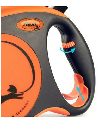 Flexi XTREME 5m orange dog leash for large dogs, made of durable material with a comfortable handle and secure clip.