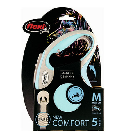 Flexi New Comfort light blue XS dog leash with soft handle and durable design, ideal for small dogs and outdoor walks.