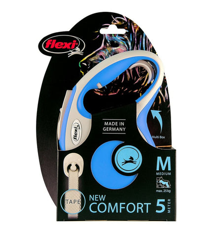 Blue Flexi NEW COMFORT dog leash in size M from Zalman, featuring a durable design for comfortable dog walking.