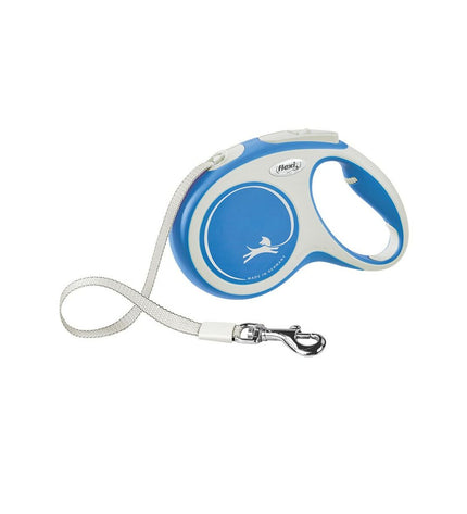 Blue Flexi New Comfort L 5-meter dog leash with ergonomic handle, ideal for walking dogs comfortably and securely.