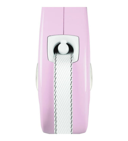 Pink Flexi Puppy 2-meter dog leash, lightweight and flexible for small dogs, with a durable handle and retractable cord.