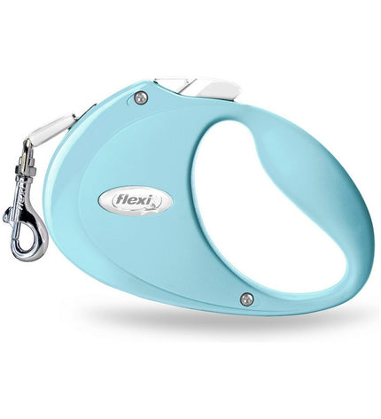 Blue Flexi Puppy dog leash, 2 meters long, with handle and recoil mechanism, suitable for small dogs like puppies.