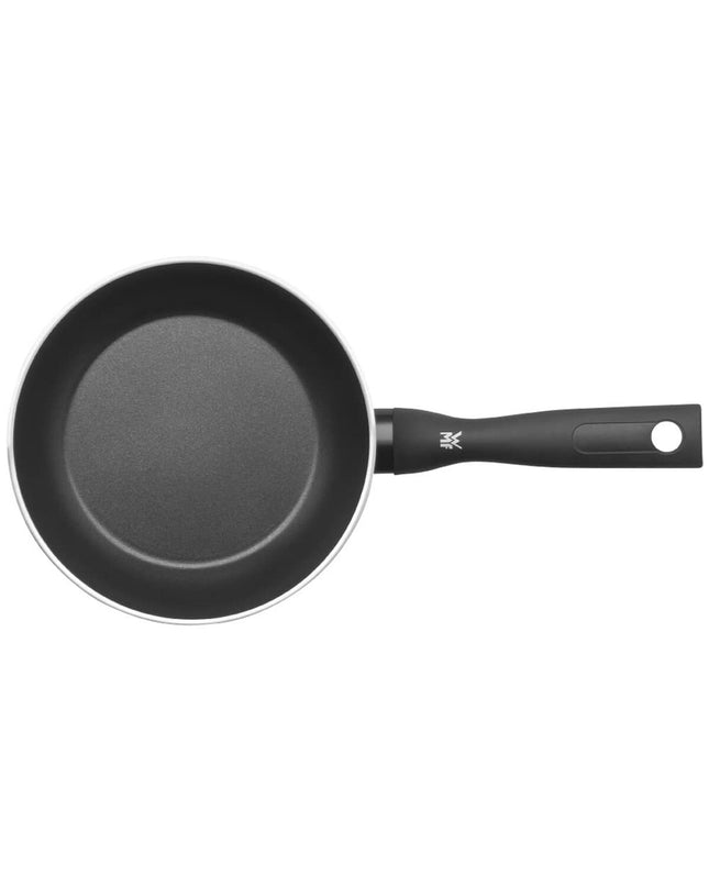 WMF PERMADUR Inspir black and gray aluminum pan for cooking, with a non-stick surface and ergonomic handle.