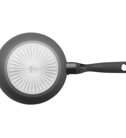 WMF PERMADUR INSPIR black and gray aluminum cookware pan for home cooking, with a sturdy handle and non-stick surface.
