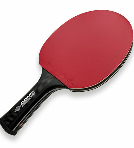 Black Schildkröt CarboTec 3000 table tennis racket with ergonomic handle and rubber surface, designed for competitive play.