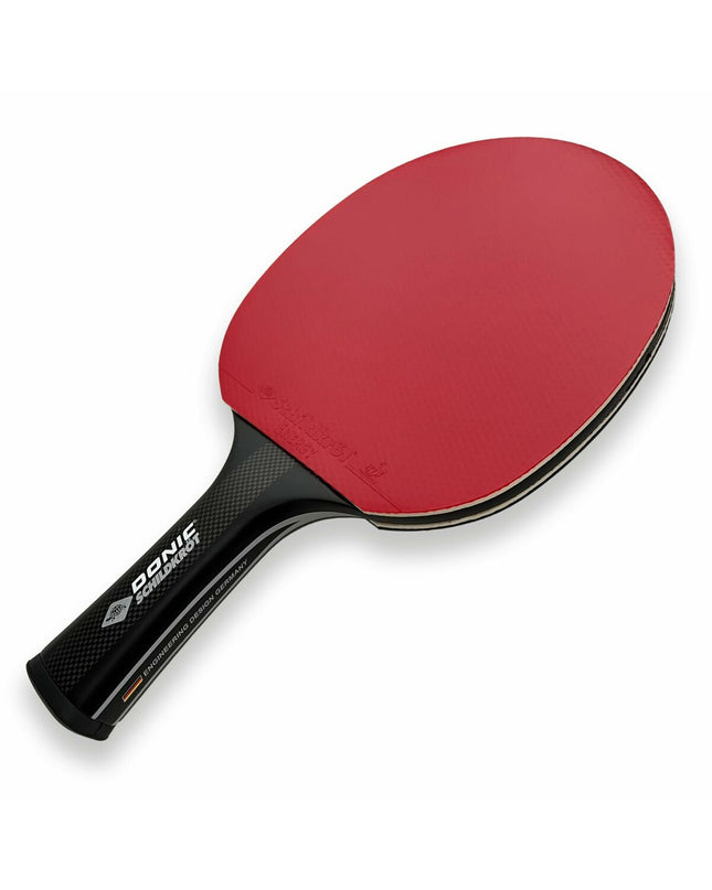 Black Schildkröt CarboTec 3000 table tennis racket with ergonomic handle and rubber surface, designed for competitive play.