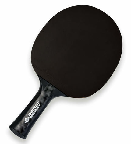 Schildkröt CarboTec 3000 black table tennis racket with a sleek handle and rubber surface for competitive play