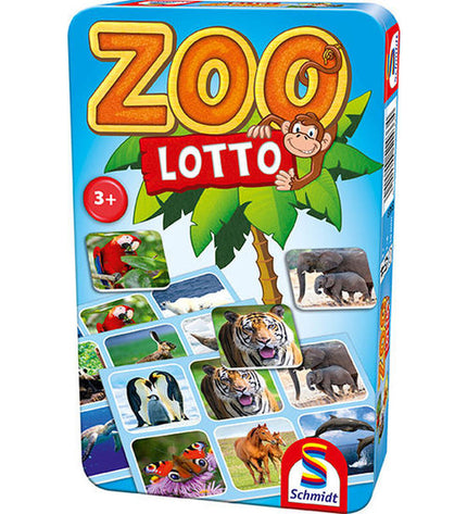 Schmidt Spiele Zoo Lotto dieren bordspel with colorful animal cards and game pieces for kids' educational play.