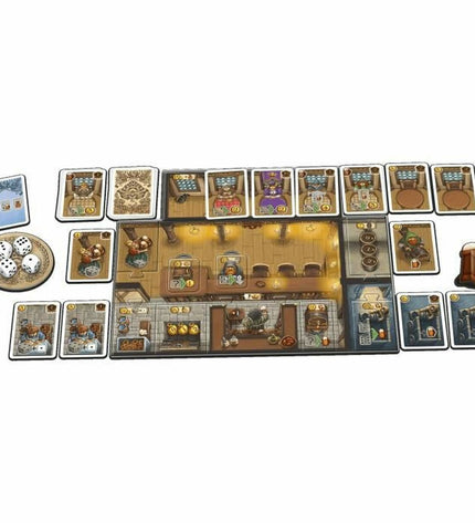 Schmidt Spiele Bordspel Les tavernes de la vallée profonde, colorful game components and board for family fun and strategy.