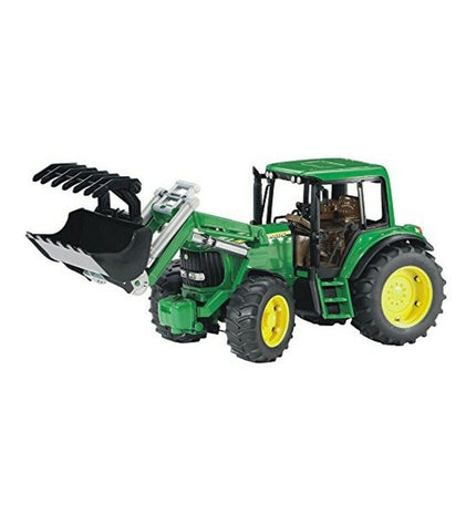Bruder John Deere toy tractor, 39x16x17 cm, scaled 1:16, detailed plastic farm vehicle for kids' play and collection.