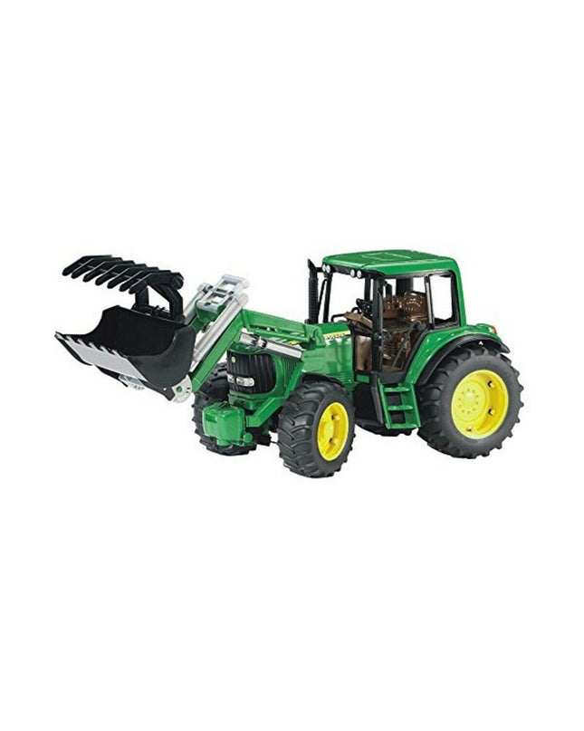 Bruder John Deere toy tractor, 39x16x17 cm, scaled 1:16, detailed plastic farm vehicle for kids' play and collection.