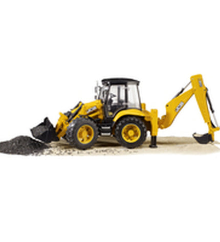 Bruder toy excavator toy vehicle with detailed design, suitable for children, in vibrant yellow and black colors.