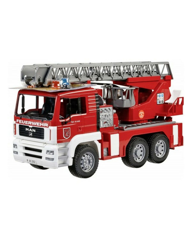 Bruder MAN TGA fire truck toy, detailed miniature fire engine with realistic features, designed for children's play and collection.