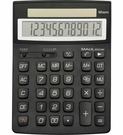 Maul ECO 950 scientific calculator in black for office use, featuring a digital display and scientific function keys.