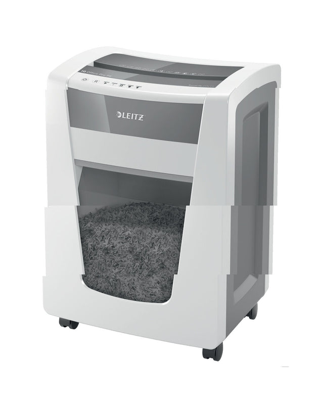 Leitz Office Pro P5 paper shredder with microsnippers, compact office electronics in black and silver design.