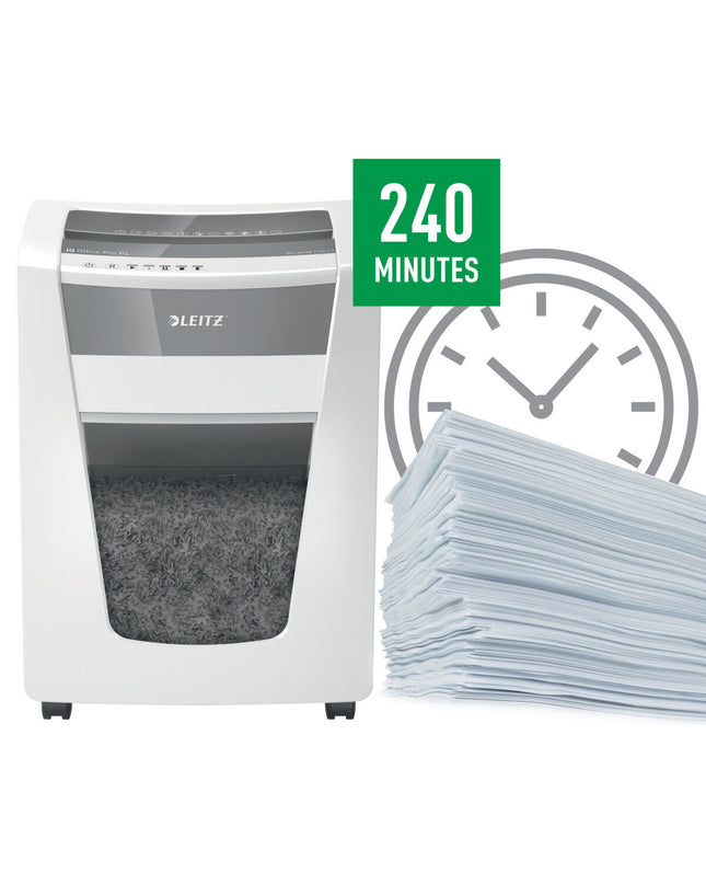 Leitz Office Pro P4 paper shredder with Leitz IQ 30L, compact office electronics and stationery for secure document disposal
