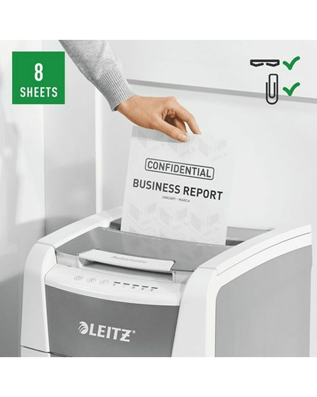 Leitz IQ 100 Autofeed paper shredder for office use, compact office electronics with automatic paper feeding.