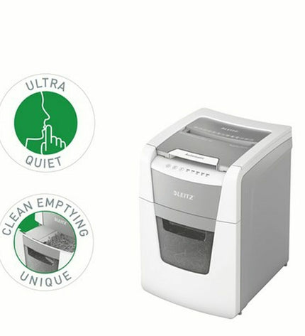 Leitz IQ 100 Autofeed paper shredder for office use, compact design, modern office electronics and office supplies