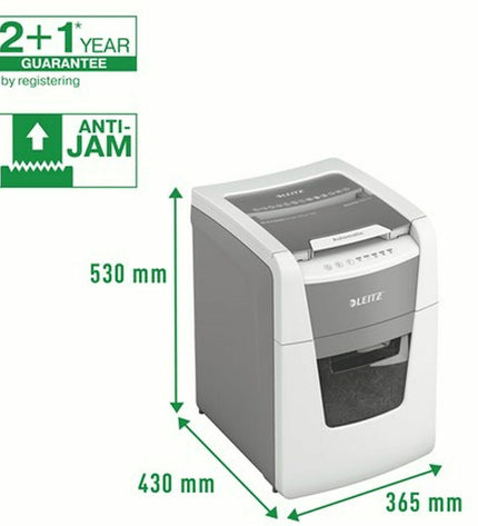 Leitz IQ 100 Autofeed paper shredder for office use, with modern design and electronic controls, suitable for secure document disposal