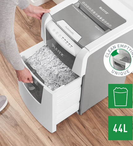 Leitz IQ 150 Autofeed paper shredder for office use, electronic office supplies with automatic shredding feature.