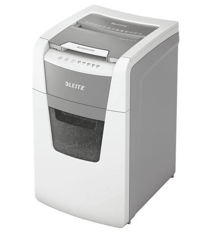 Leitz IQ 150 Autofeed paper shredder, microsnippers for office use, with sleek design and automatic paper shredding feature.