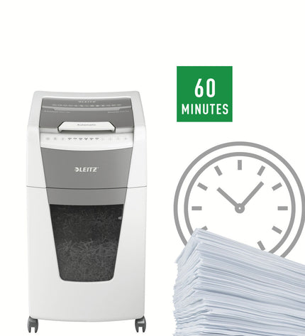 Leitz IQ 300 Autofeed P4 paper shredder with 60-liter capacity, office electronics for secure document disposal