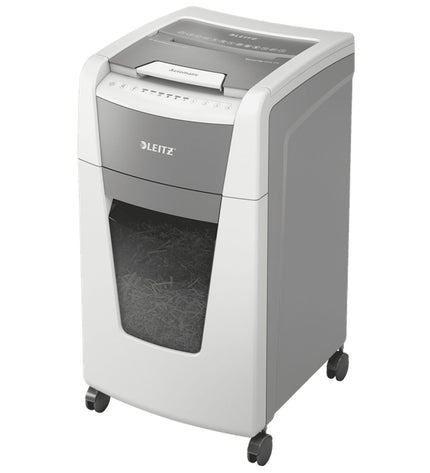 Leitz IQ 300 Microsnippers paper shredder with autofeed, 60-liter capacity, office electronic, ideal for secure document disposal.