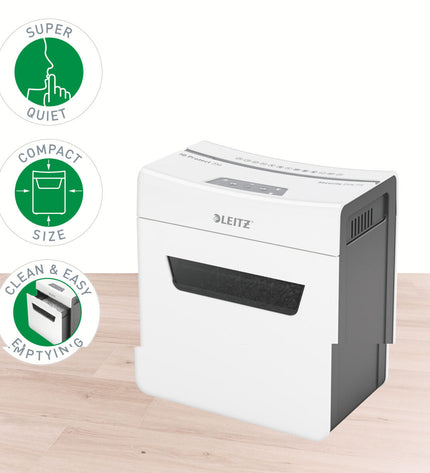 Leitz IQ 150 Autofeed paper shredder microsnippers for office use, in black with control panel, part of Leitz office electronics range.