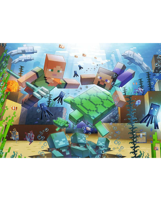 Ravensburger 1000-piece puzzle in progress, colorful images and detailed artwork on the box, perfect for puzzle enthusiasts.