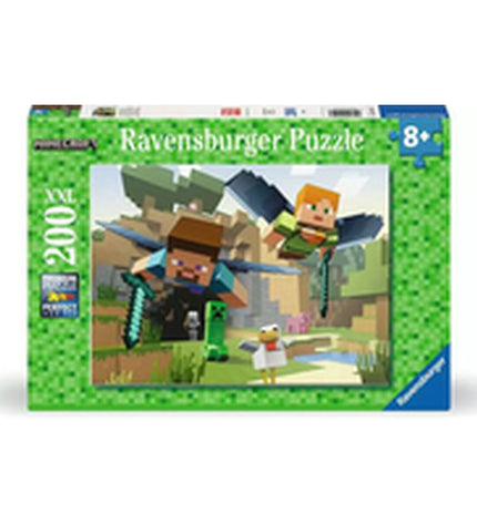 Ravensburger puzzle featuring colorful landscape image, assembled on a flat surface, showcasing detailed artwork and vibrant colors.