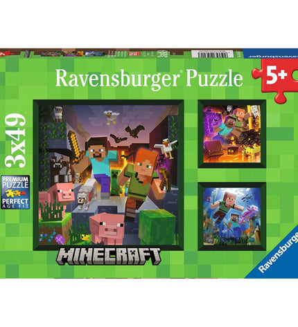 Ravensburger puzzle featuring colorful, detailed image on a flat surface, showcasing vibrant pieces and intricate design.