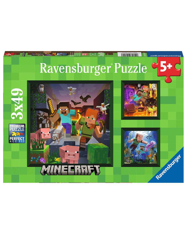 Ravensburger puzzle featuring colorful, detailed image on a flat surface, showcasing vibrant pieces and intricate design.