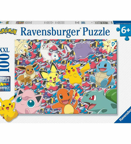 Ravensburger puzzle with 100 pieces, colorful image, suitable for children and adults, in a box with scattered puzzle pieces