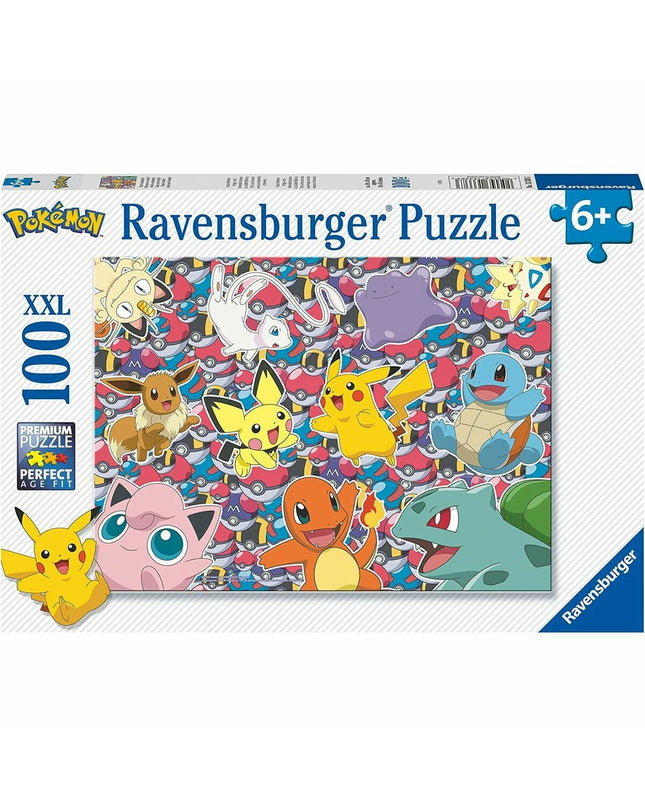 Ravensburger puzzle with 100 pieces, colorful image, suitable for children and adults, in a box with scattered puzzle pieces