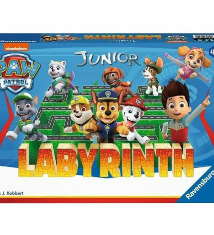 Ravensburger Paw Patrol Junior Maze board game with colorful game pieces and paw patrol themed game board, suitable for kids.