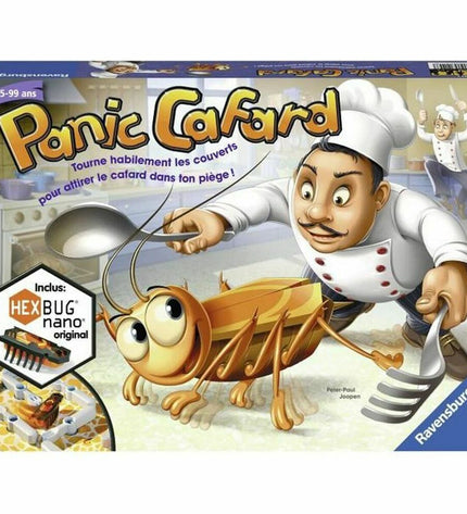 Ravensburger Panic Cockroach game with colorful game pieces and game board for family fun and strategic play.