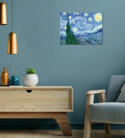 Ravensburger CREART Van Gogh board game with colorful artwork and game pieces on a white background.