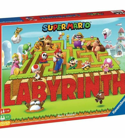 Ravensburger Super Mario Labyrinth board game with colorful game pieces and maze design for family fun and strategy.