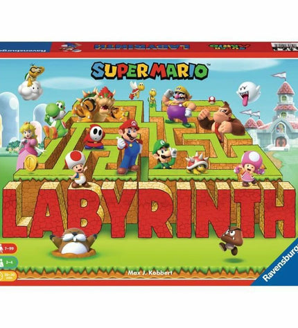 Ravensburger Super Mario Labyrinth board game with colorful maze and game pieces for kids and families.