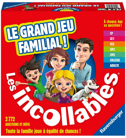 Ravensburger Incollables board game for kids, featuring colorful game pieces and engaging illustrations on the game box.