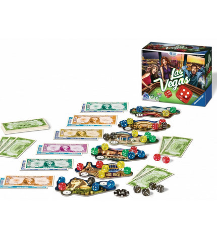 Ravensburger Las Vegas board game in French, featuring colorful playing cards and casino-themed game components.