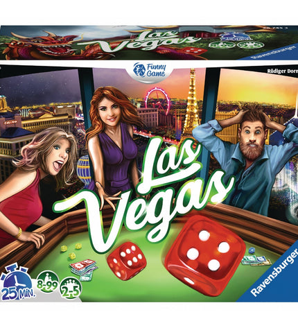 Ravensburger Las Vegas board game in French, featuring colorful game components and a vibrant casino-themed design.
