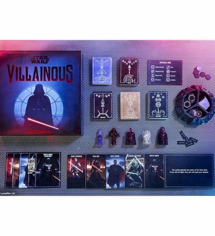 Star Wars Villainous board game by Ravensburger featuring character cards and game components on a table.