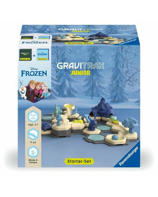 Ravensburger Gravitrax Junior Starter Set Frozen toy game with colorful track pieces and Frozen-themed characters for kids.