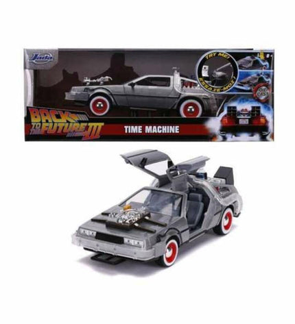 Simba Back to the Future III DeLorean toy vehicle in 1:24 scale from the Auto DeLorean series, detailed model for display or play.