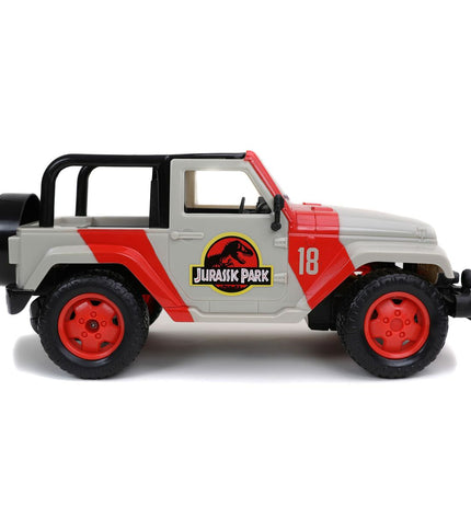 Jurassic World remote control police car toy in 1:16 scale, detailed design, suitable for children, featuring police vehicle features
