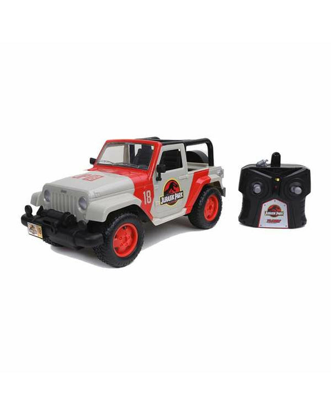 Jurassic World remote-controlled police car toy, 1:16 scale, detailed design, suitable for kids' play and imaginative adventures.