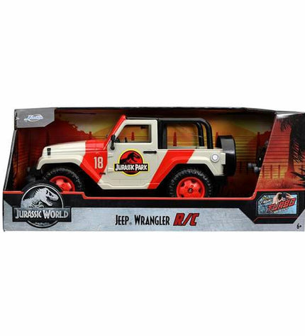 Jurassic World remote control police car toy in 1:16 scale, featuring police design and detailed Jurassic World branding.